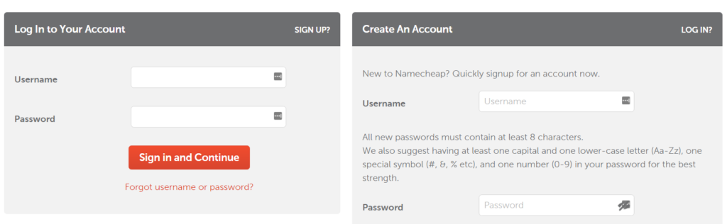 Create An Account Namecheap